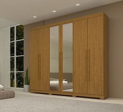 Guarda Roupa Núbia 6 portas com espelho, 100% MDF - ACP Moveis - Foto 4