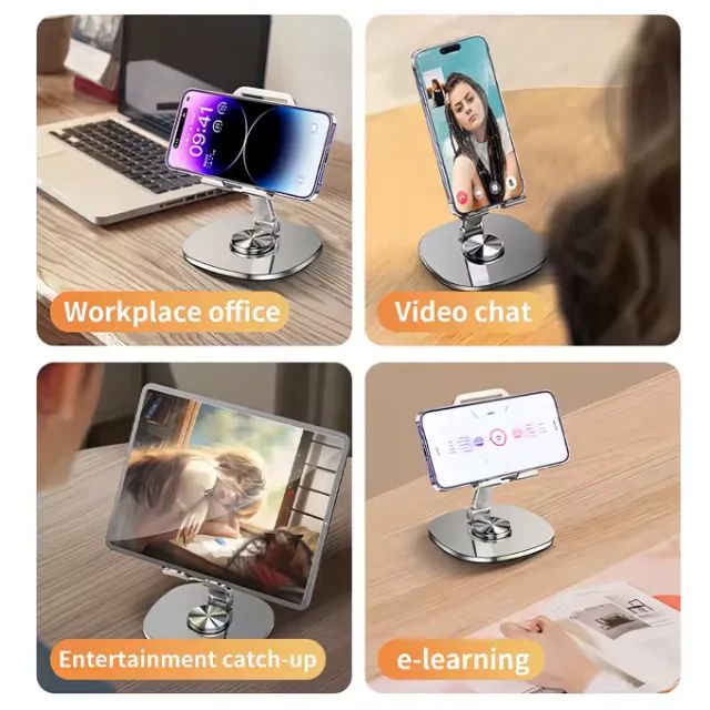 Suporte de Mesa em Alumínio Com Ajuste Giratório Para Celular Tablet - Foto 2