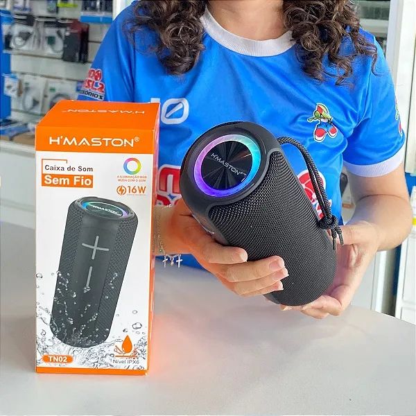 Caixa de Som Bluetooth Sem fio 16W com LED IPX6 Resistente a Água, TWS, Rádio - H'Maston  - Foto 3