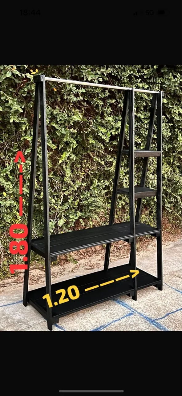 Promoção cabideiro Arara de roupa com prateleiras preta