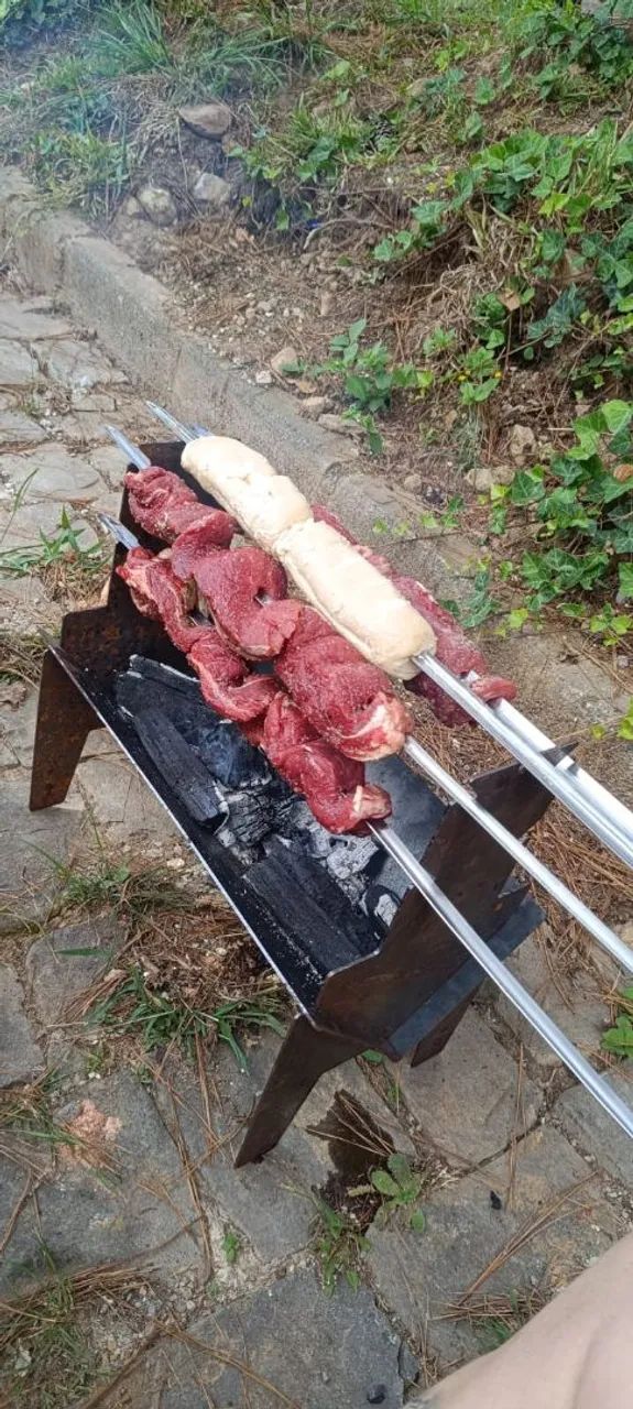 Churrasqueira dobrável portátil em aço carbono - Foto 4