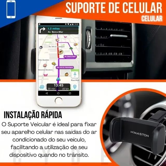 Suporte Celular Carro Com Clipe Ajustável Para Saída De Ar - Foto 3