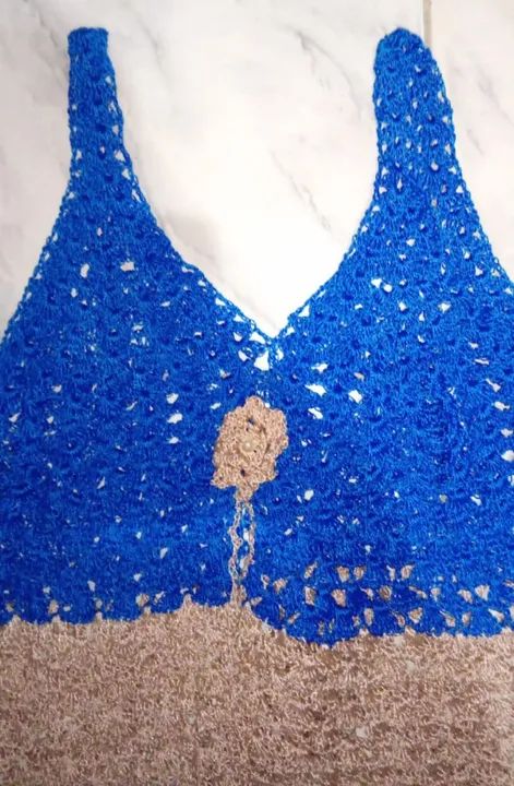 Blusa saida de praia Crochê Azul  - Foto 2