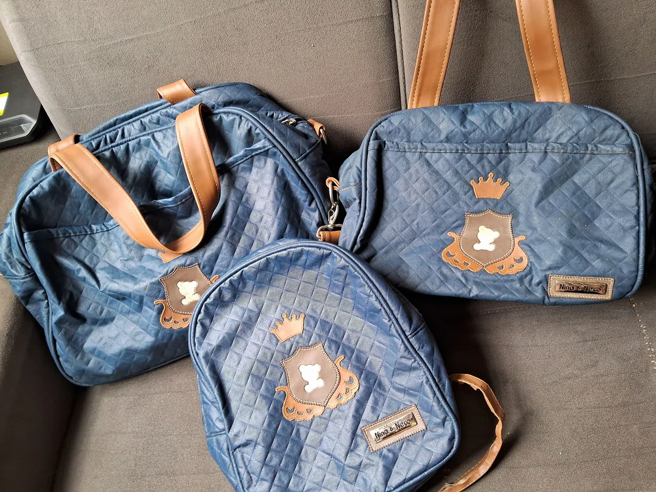 Kit de bolsas maternidade azul marinho Nina & Neco