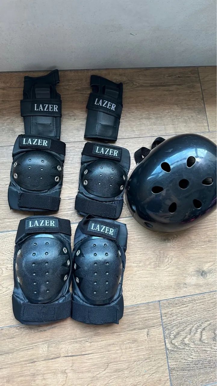 Kit de Proteção para Skate, Patins e Bike - Capacete, Joelheiras e Cotoveleiras