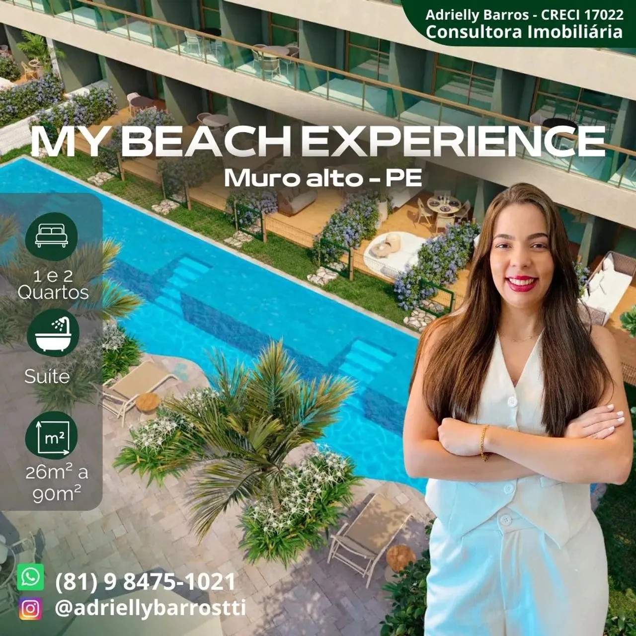 Flats studio frente piscina no My Beach Experience