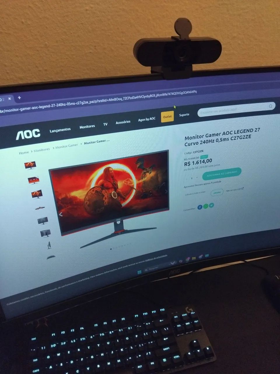 Monitor Gamer AOC LEGEND 27 Curvo 240Hz 0,5ms
