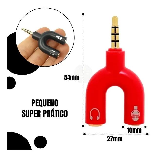 Adaptador Splitter P3 Headset Fone Microfone P2 X P3 Áudio - Foto 4
