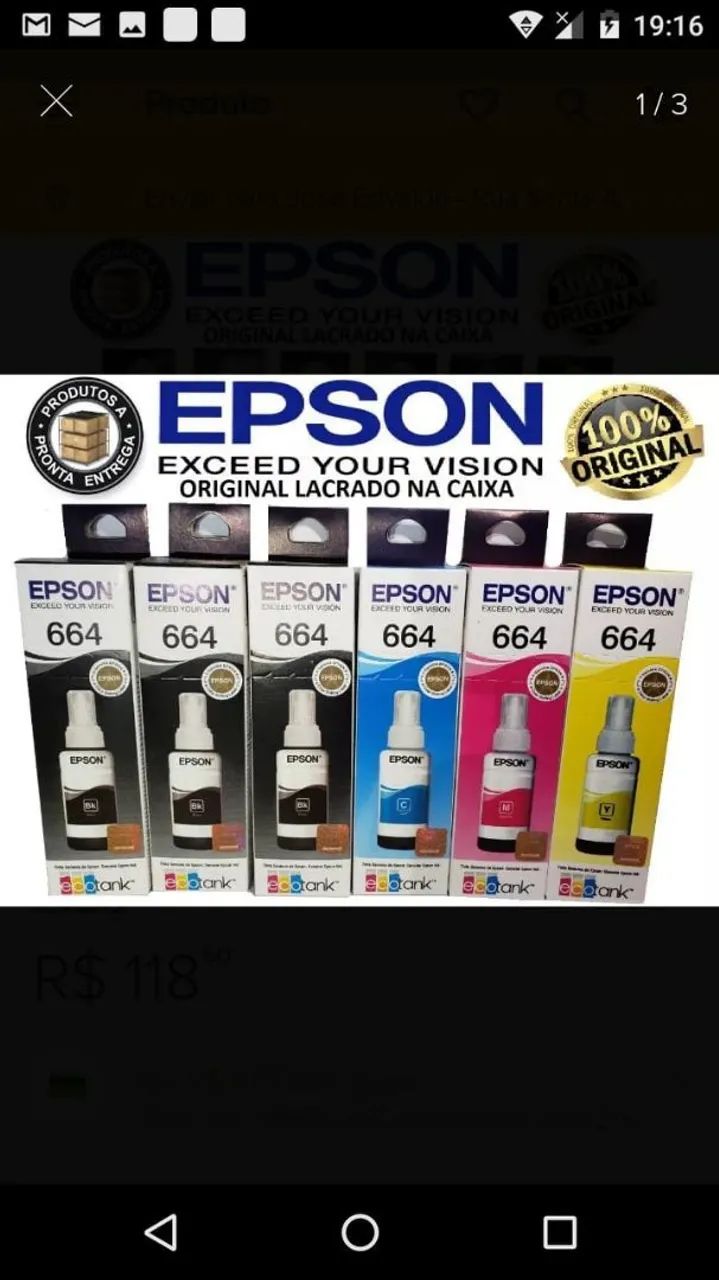 Tinta epson 644 original64312625311361120