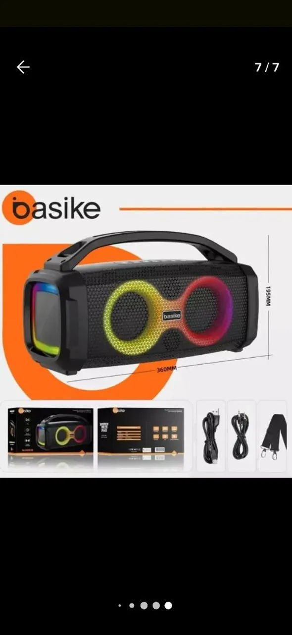 Caixa de Som Bluetooth Basike com Iluminação LED