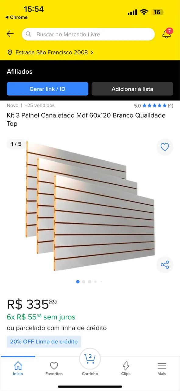 Painel canaletado branco expositor para loja usado  - Foto 4