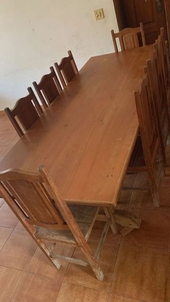 Jogo de mesa jantar cerejeira MACIÇA com 8 cadeiras  - Foto 3
