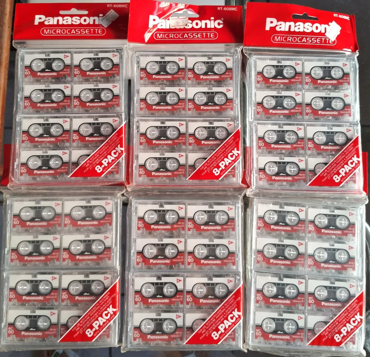6 Pacotes de Microcassetes Panasonic 60 Minutos - Novas