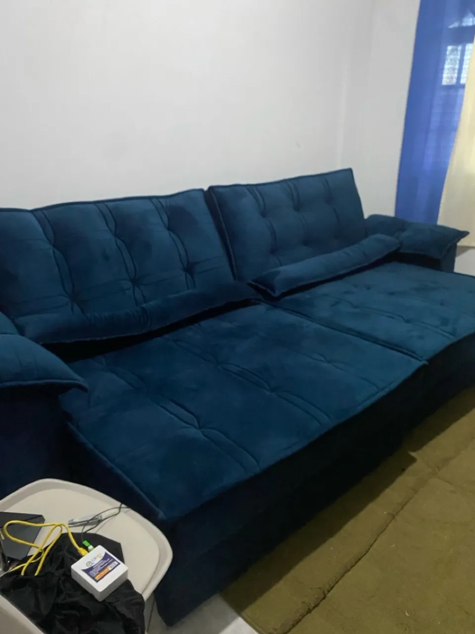 Sofá de canto azul - Conforto e elegância para sua sala!