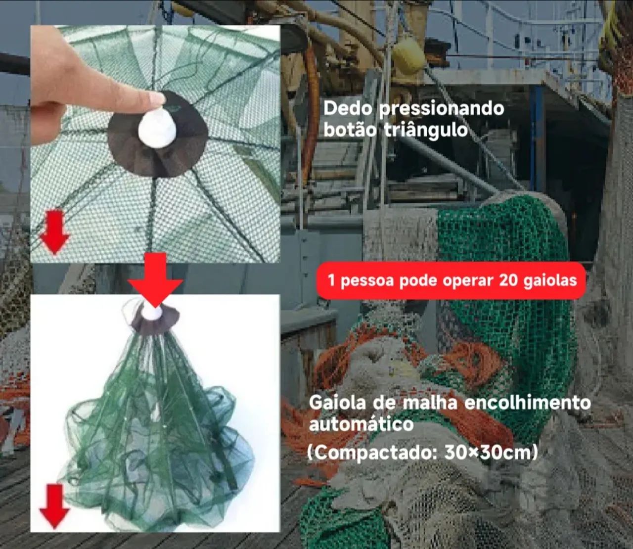 Armadilha Rede de Pesca Dobrável - Fácil, Prática e Resistente - Foto 6
