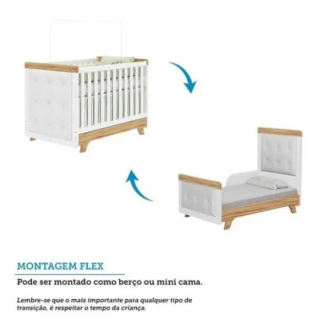 Berço Cama Americano Retro Peroba, 100% MDF C/ Captone - Foto 3