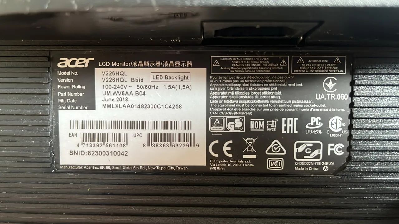 Monitor Acer 22 polegadas LED Full HD