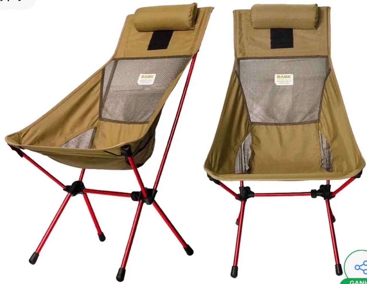 Cadeira dobrável para praia e camping Basck com travesseiro na cor marrom
