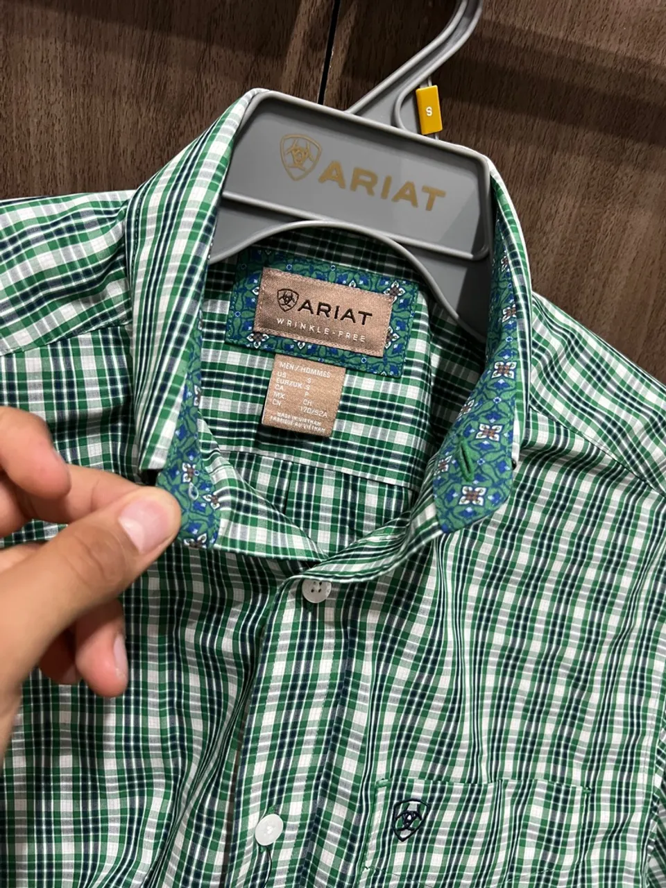 Camisa Ariat Masculina Verde e Branca Xadrez