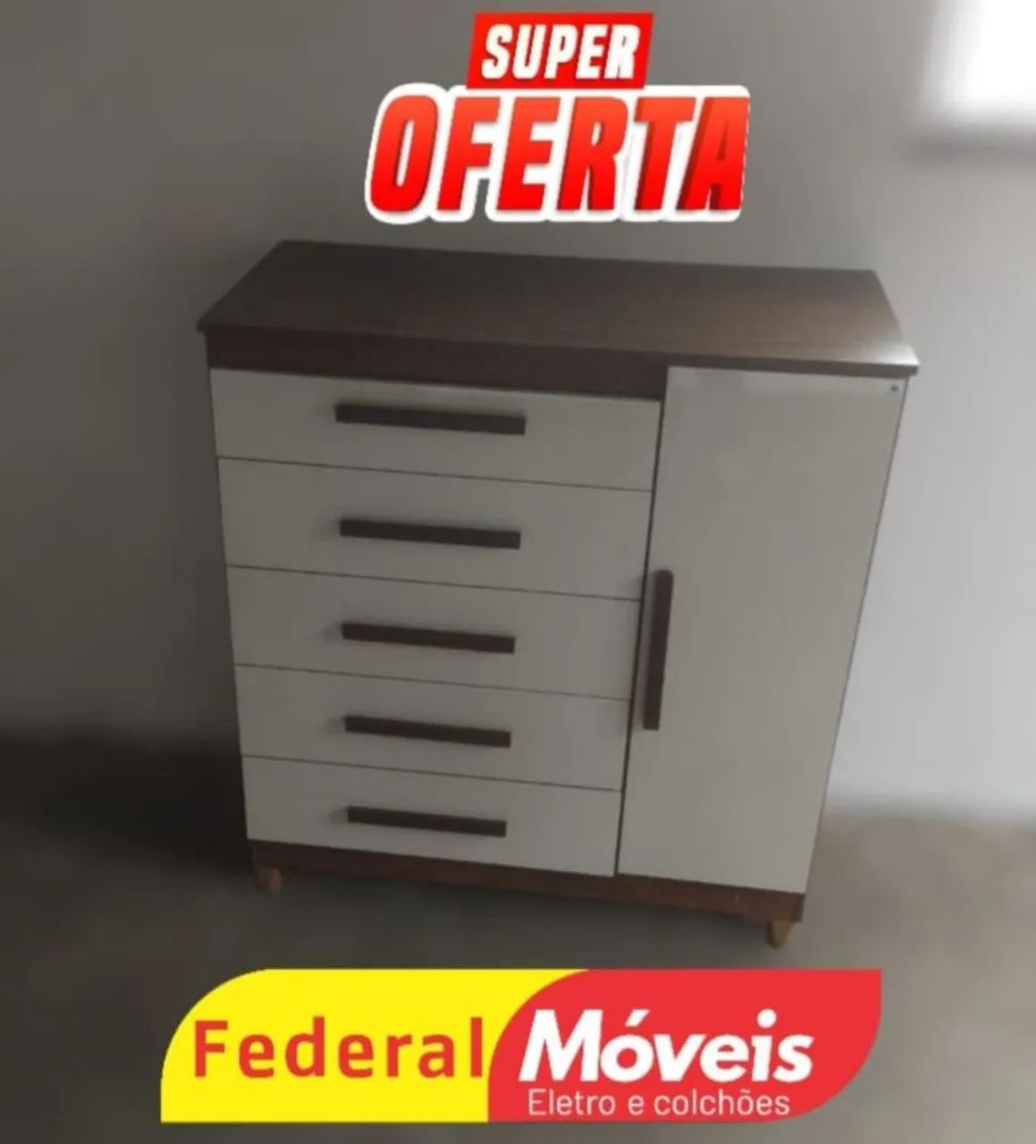 Cômoda 5 Gavetas e 1 Porta - Nova, Prática e Espaçosa!