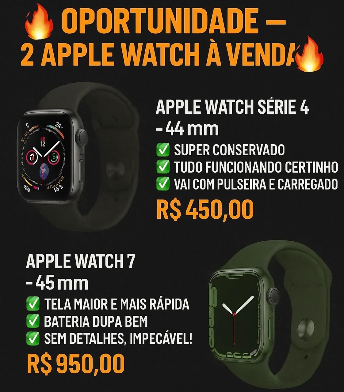 Apple Watch Série 4 e 7 - Oportunidade!