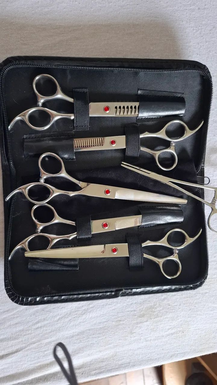 Kit de tesouras petshop para tosa aço 440c