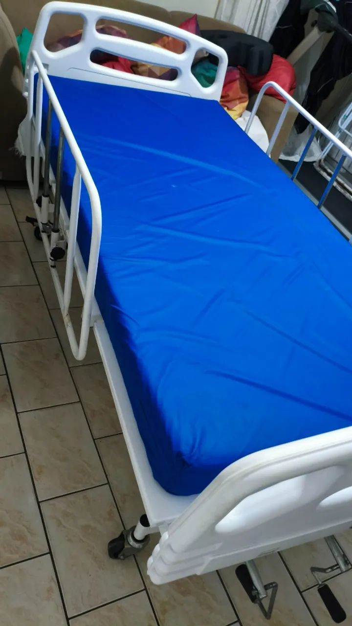 Cama Hospitalar 3 Movimentos Manual + Colchão + colchao pneumatico