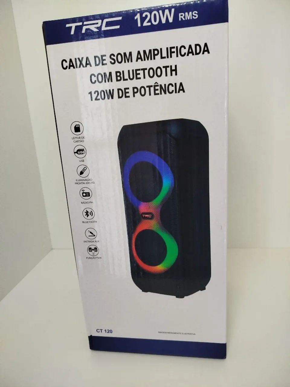 Caixa som amplificada TRC, 120w, com LED RGB  - Foto 5
