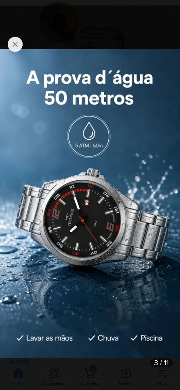 Relógio Technos masculino quartz pulso lançamento original urgente só hoje 550 reais.  - Foto 3