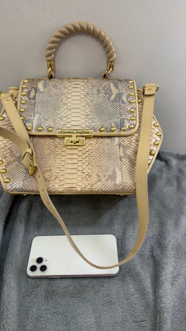 Bolsa Carmem Steffens de Couro de píton - Foto 3