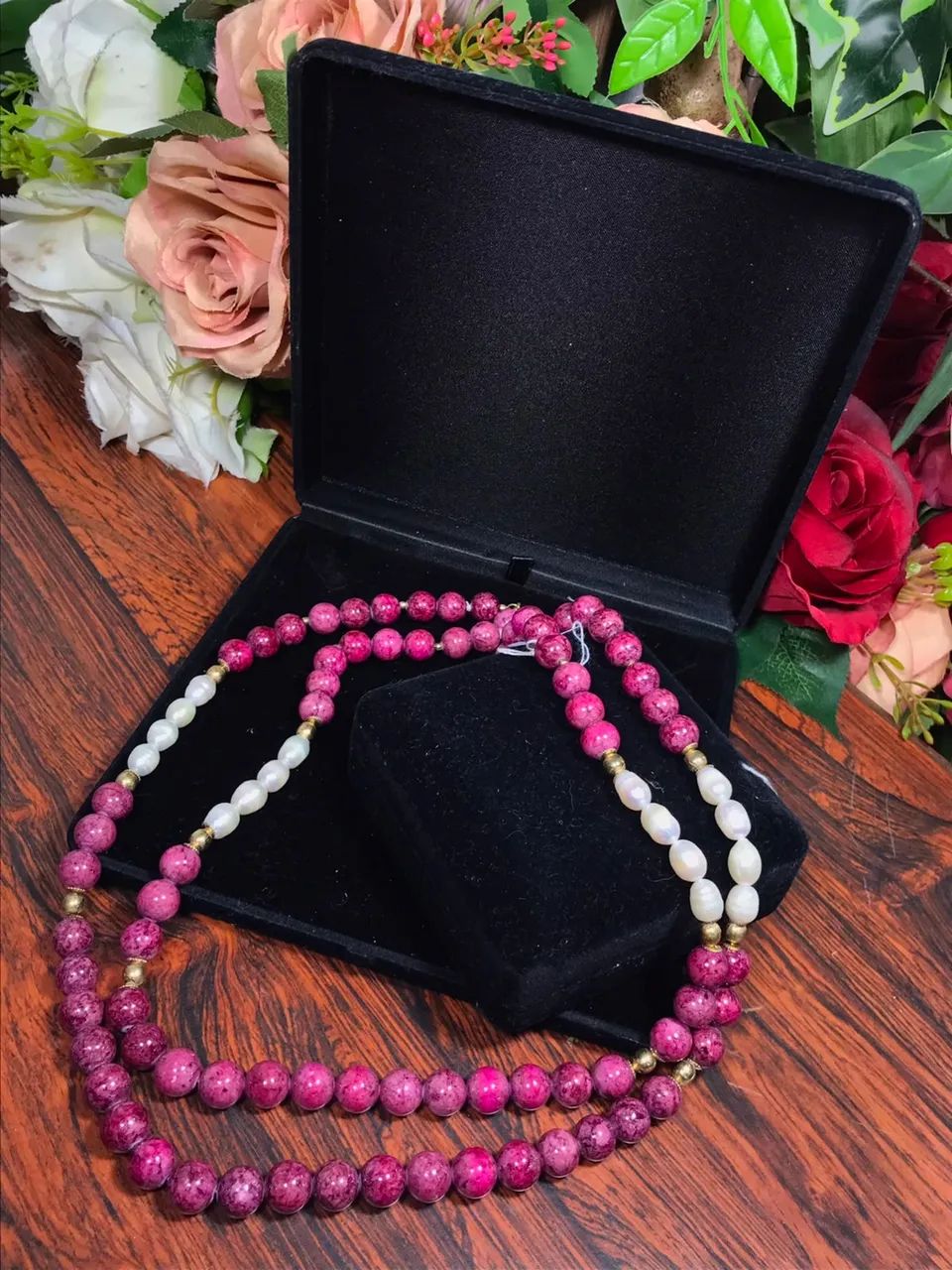 Colar de Pedra Jaspe Rosa 