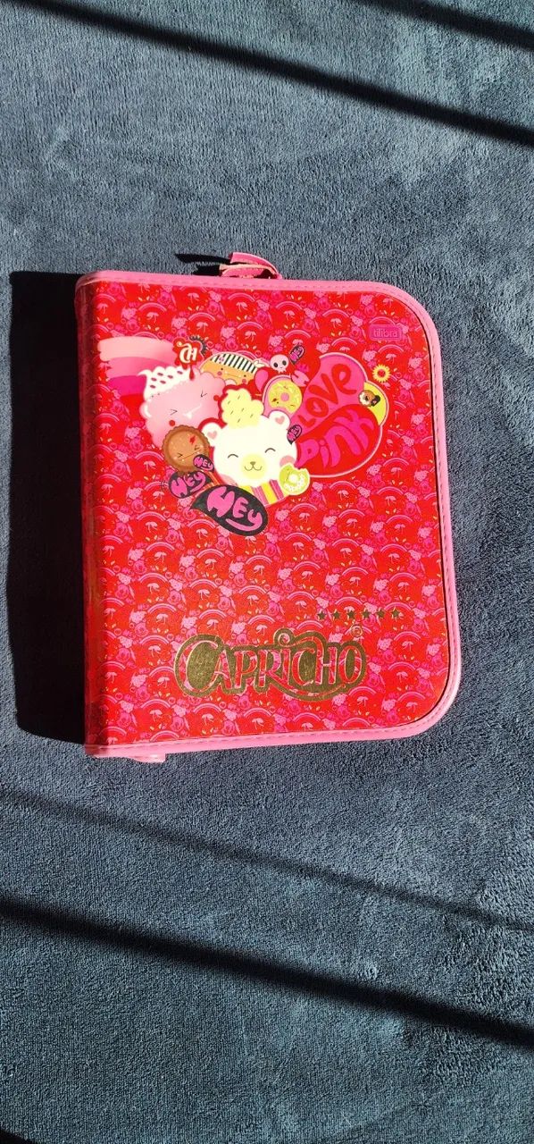Fichário Tilibra Capricho Vintage (2011) I Love Pink - Com Pingente e Miolo Original