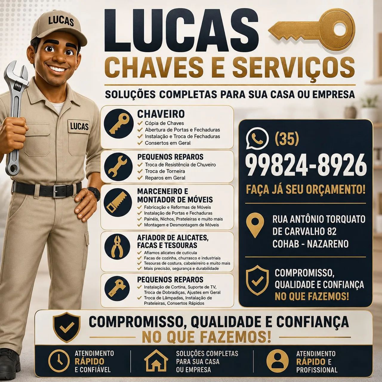 CHAVEIRO E SERVIÇOS GERAIS - NAZARENO/MG