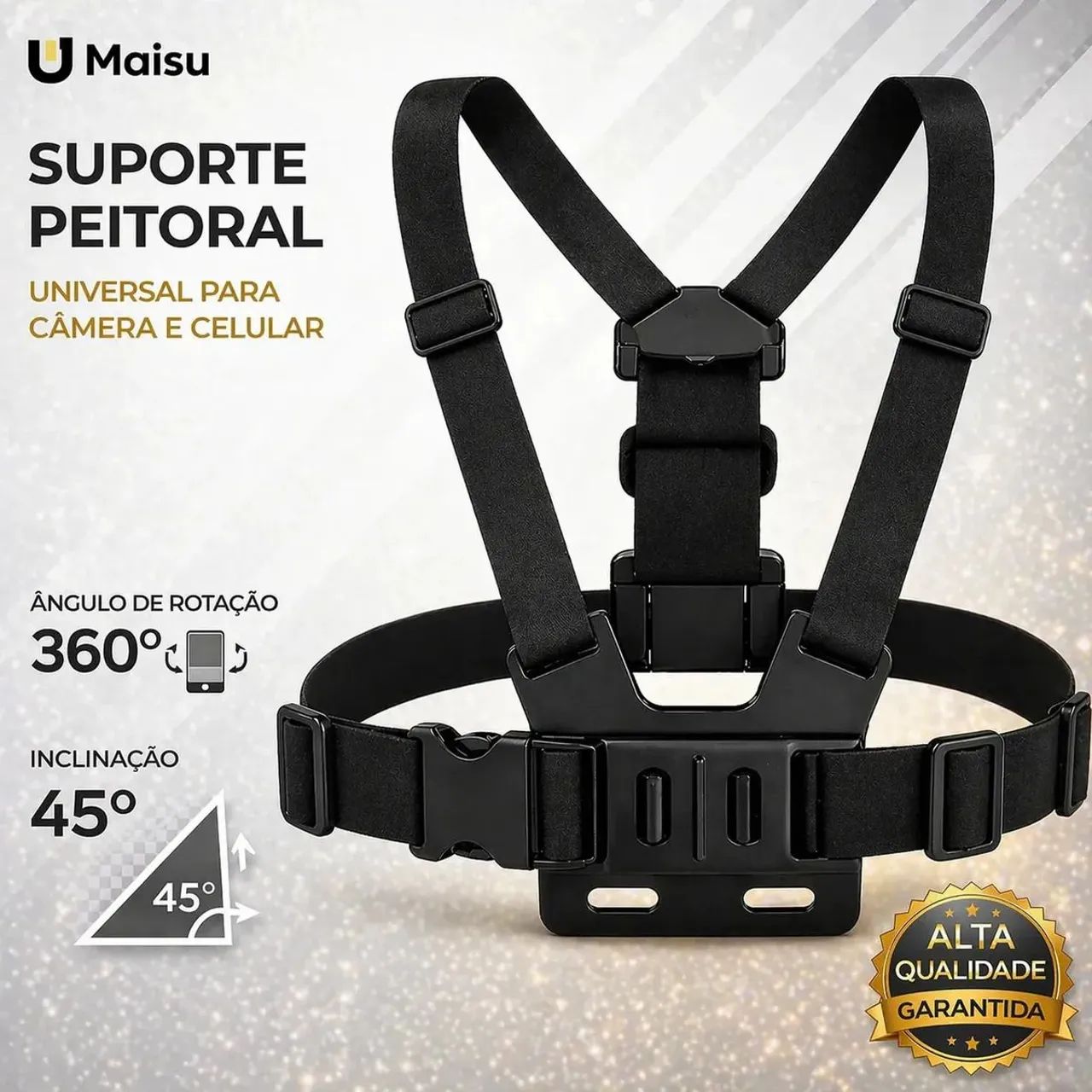 Suporte peitoral para camera Gopro e celular