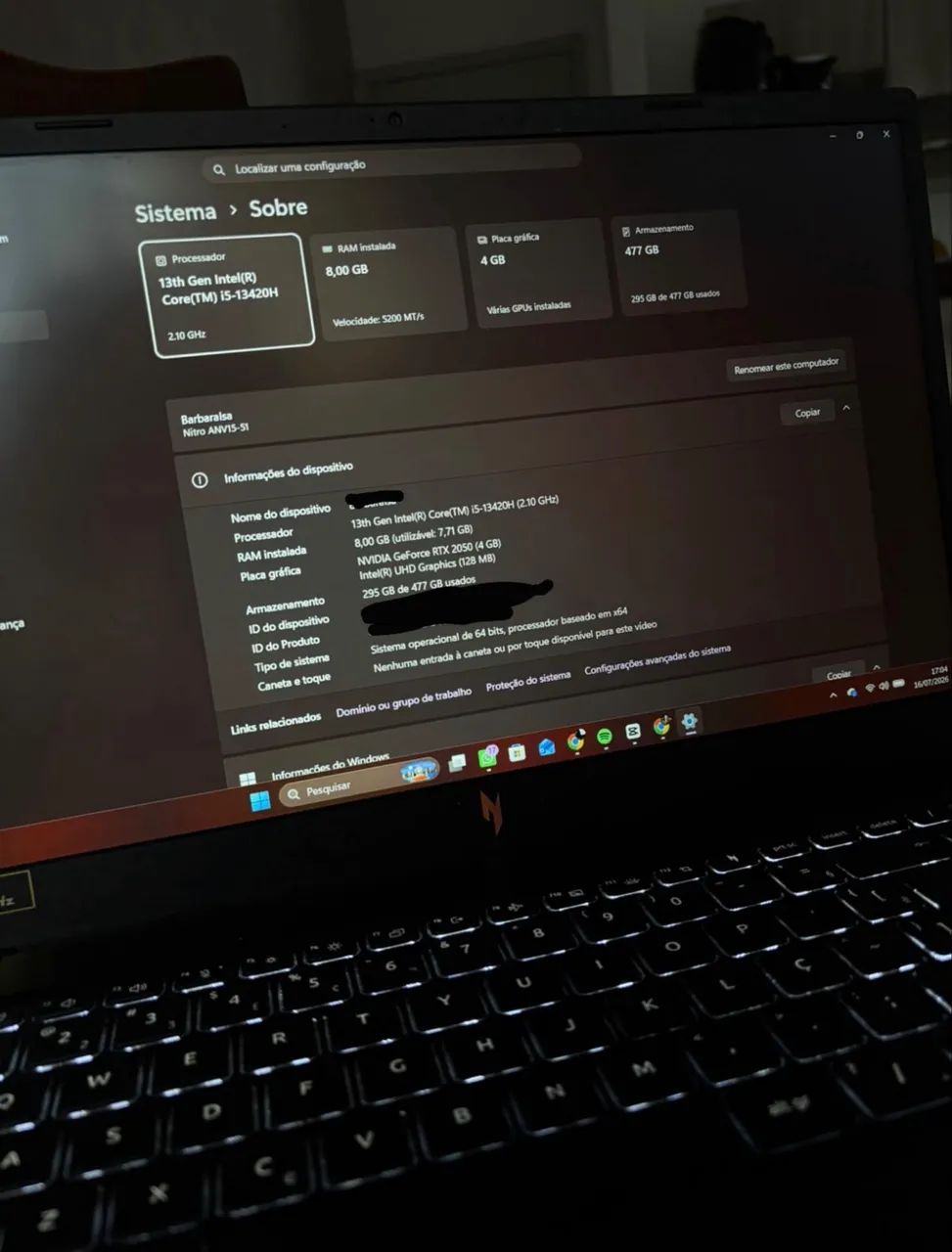 Notebook Gamer Acer Nitro V15 Intel Core i5 8GB 512GB  - Foto 2