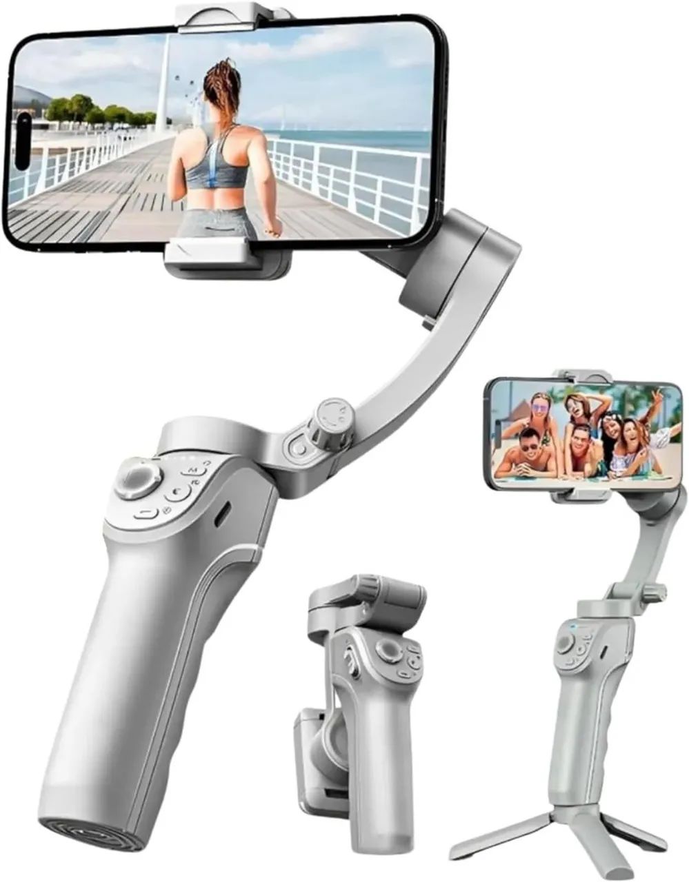 Estabilizador Gimbal 3 eixos + microfone lapel