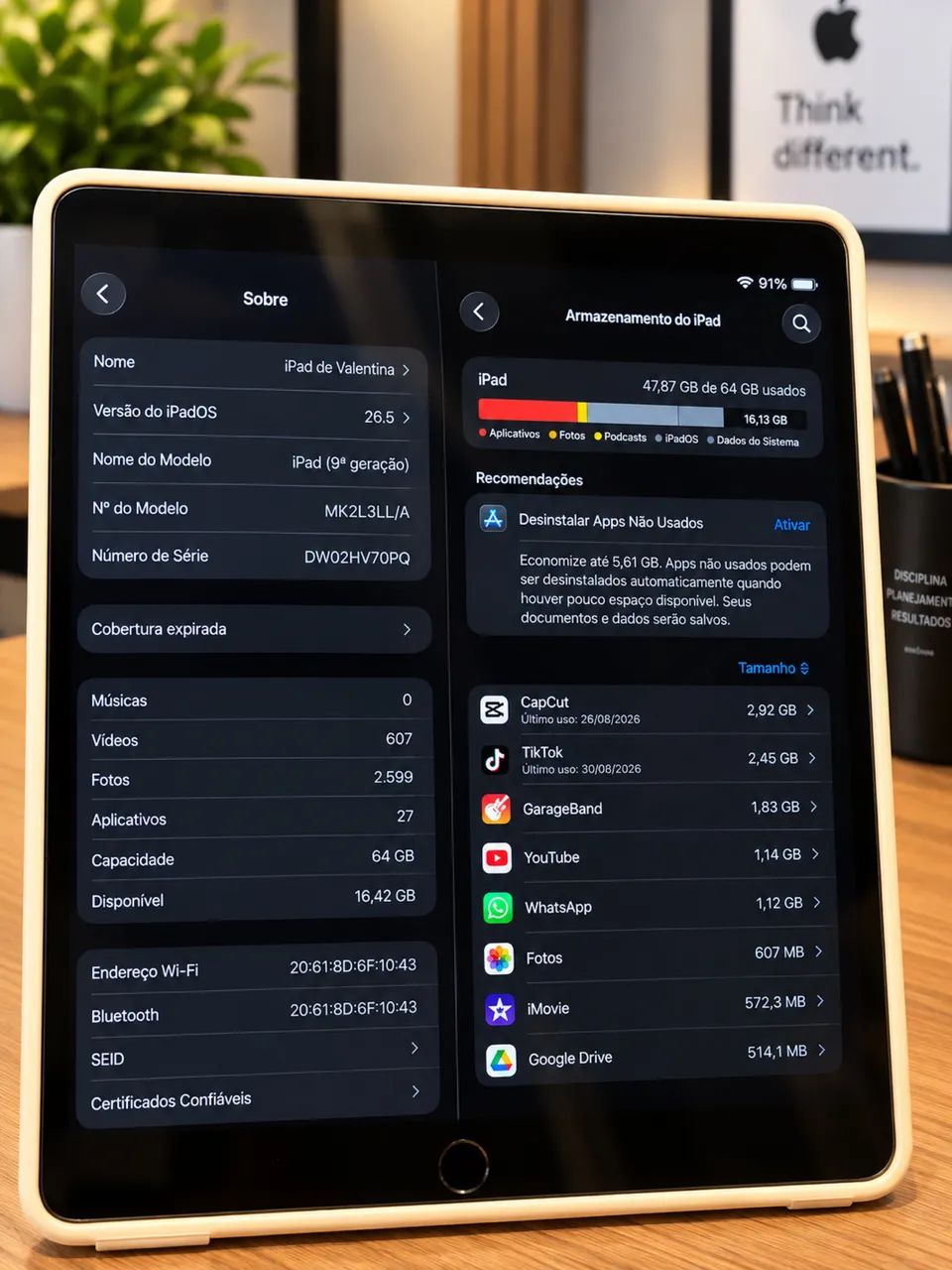 iPad 9ª Geração 64GB - Impecável, sem arranhões + Caixa - Foto 5