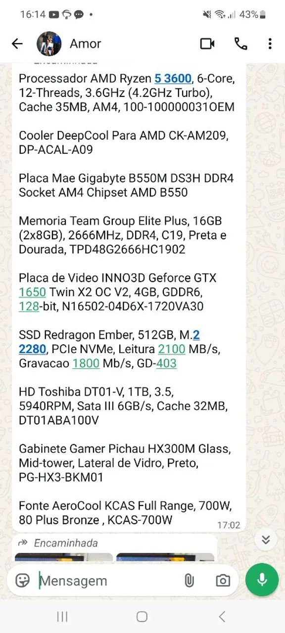 Computador gamer, completo 16 gigas RAM ddr4, HD 1 terá,monitor 24 polegadas entrada hdmi 