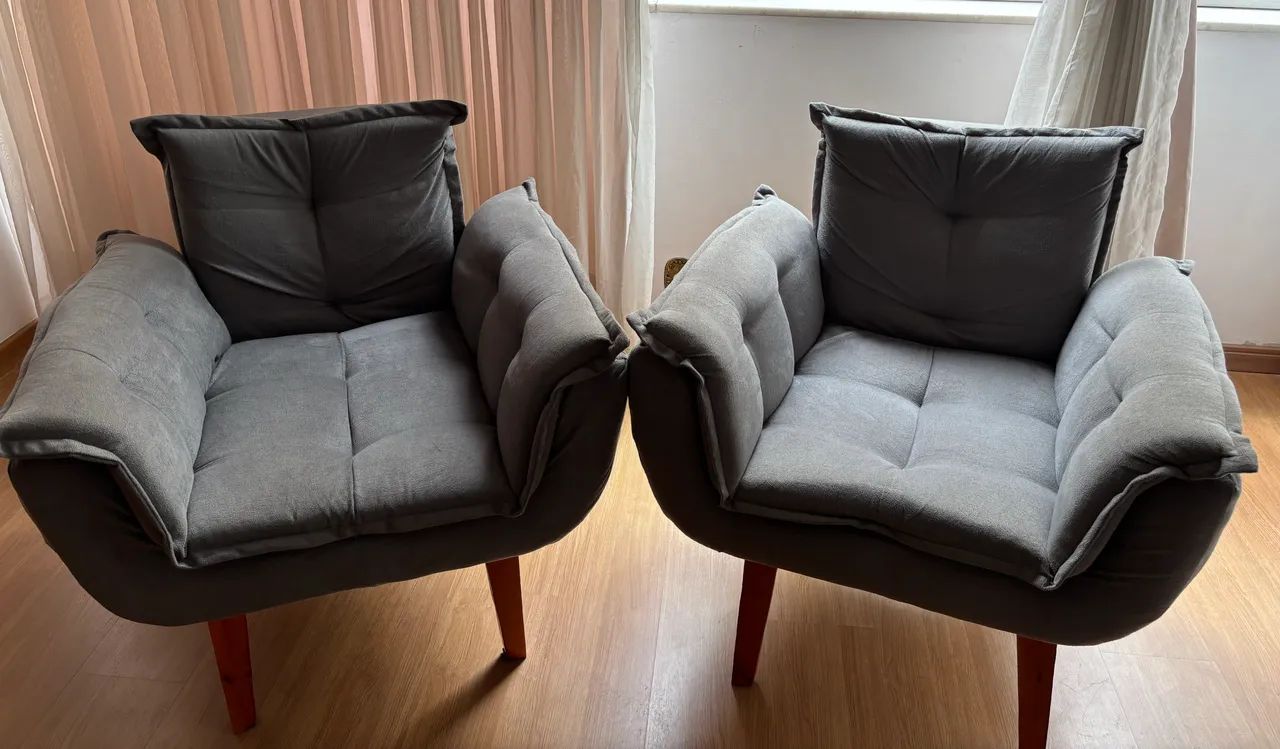 2 Poltronas opala suede cinza - Foto 2