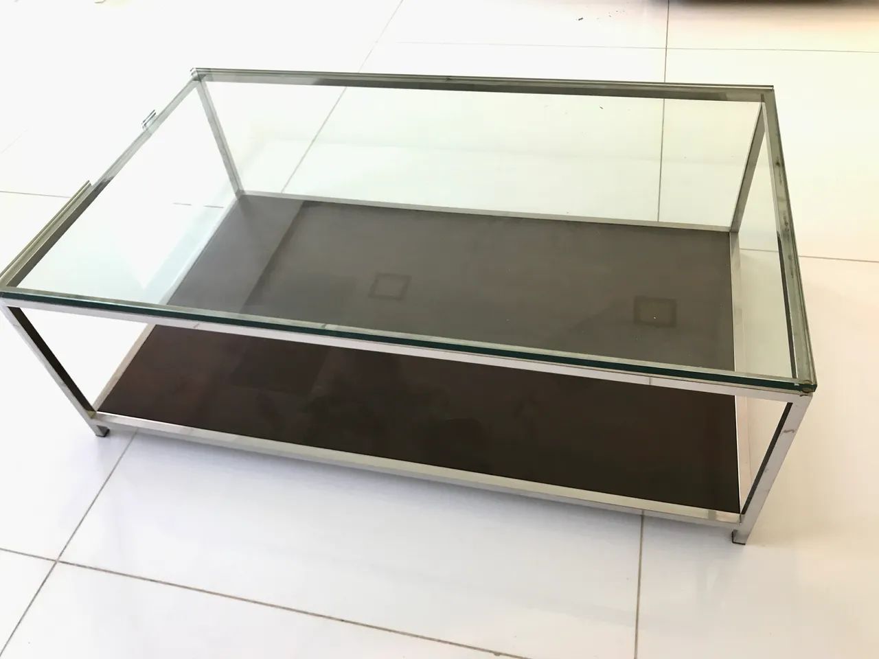 Linda mesa de centro aço inox vidro madeira  - Foto 2