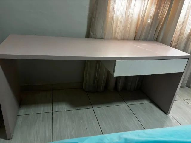 Bancada de MDF rosa bebê com gaveta branca - Foto 2