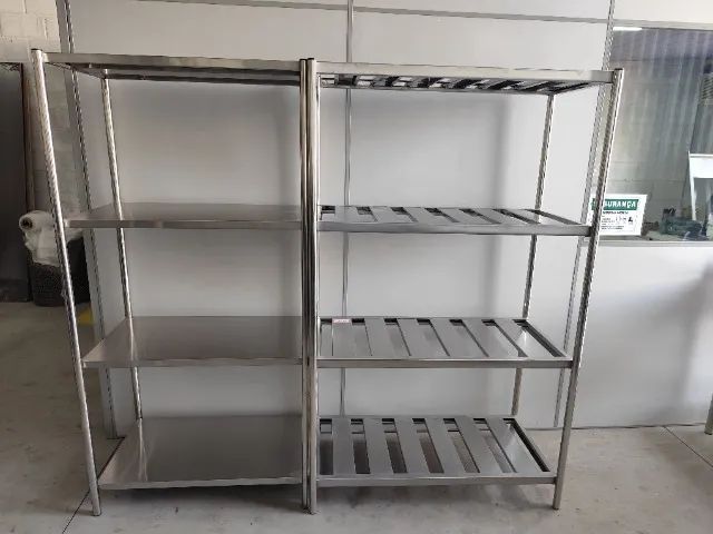 Estante Inox Câmara 1,10x0,50x1,80m com 4 Prateleiras