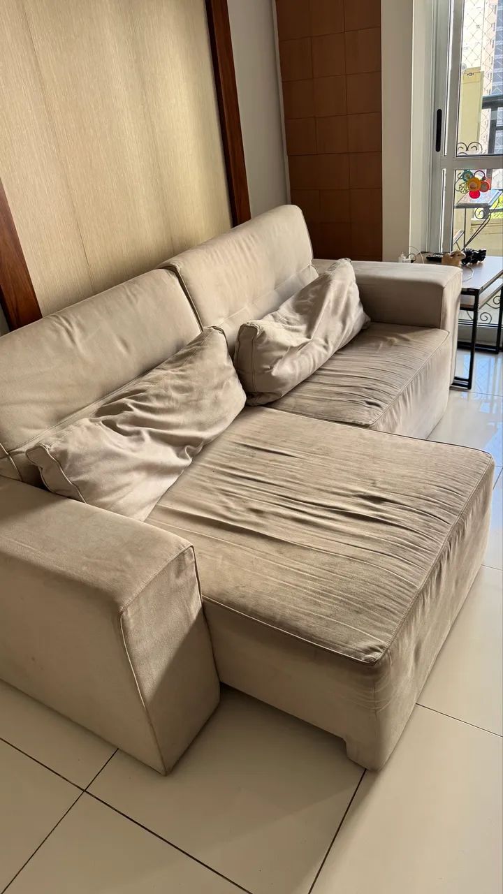 Sofá Retrátil e Reclinável Bege - Muito Confortável - Foto 4