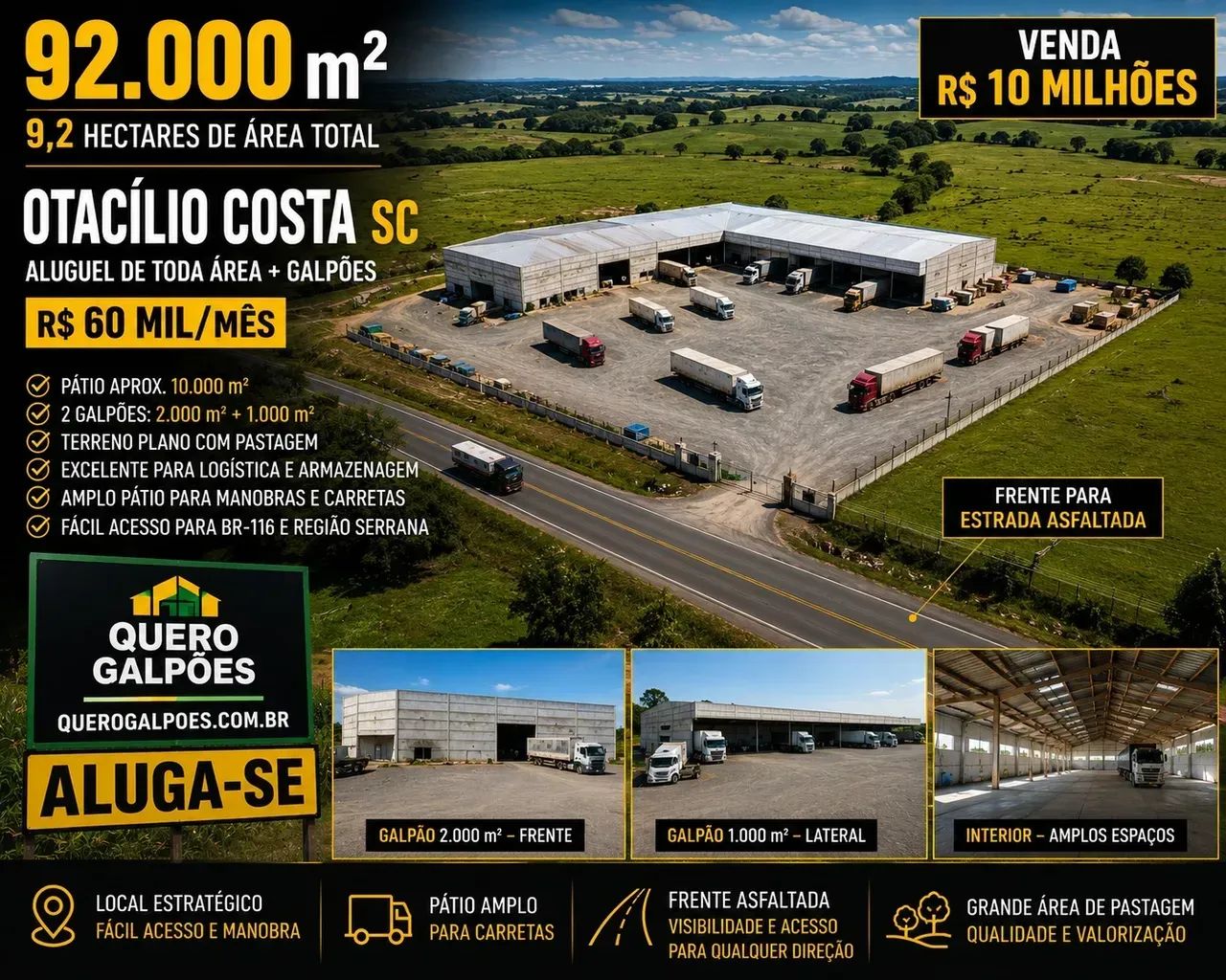 Galpões e area 3000 mil m2 em Otacilio Costa  sc - Foto 2