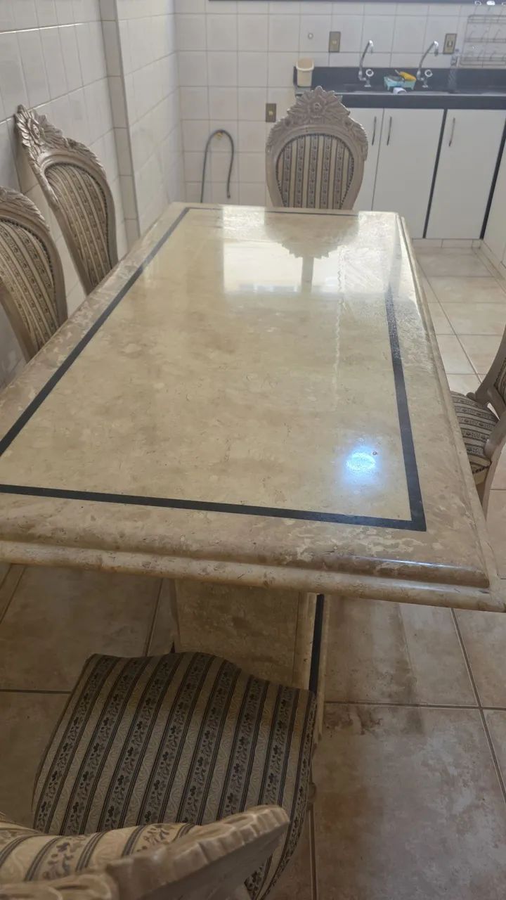Mesa de mármore Travertino bege - Foto 4