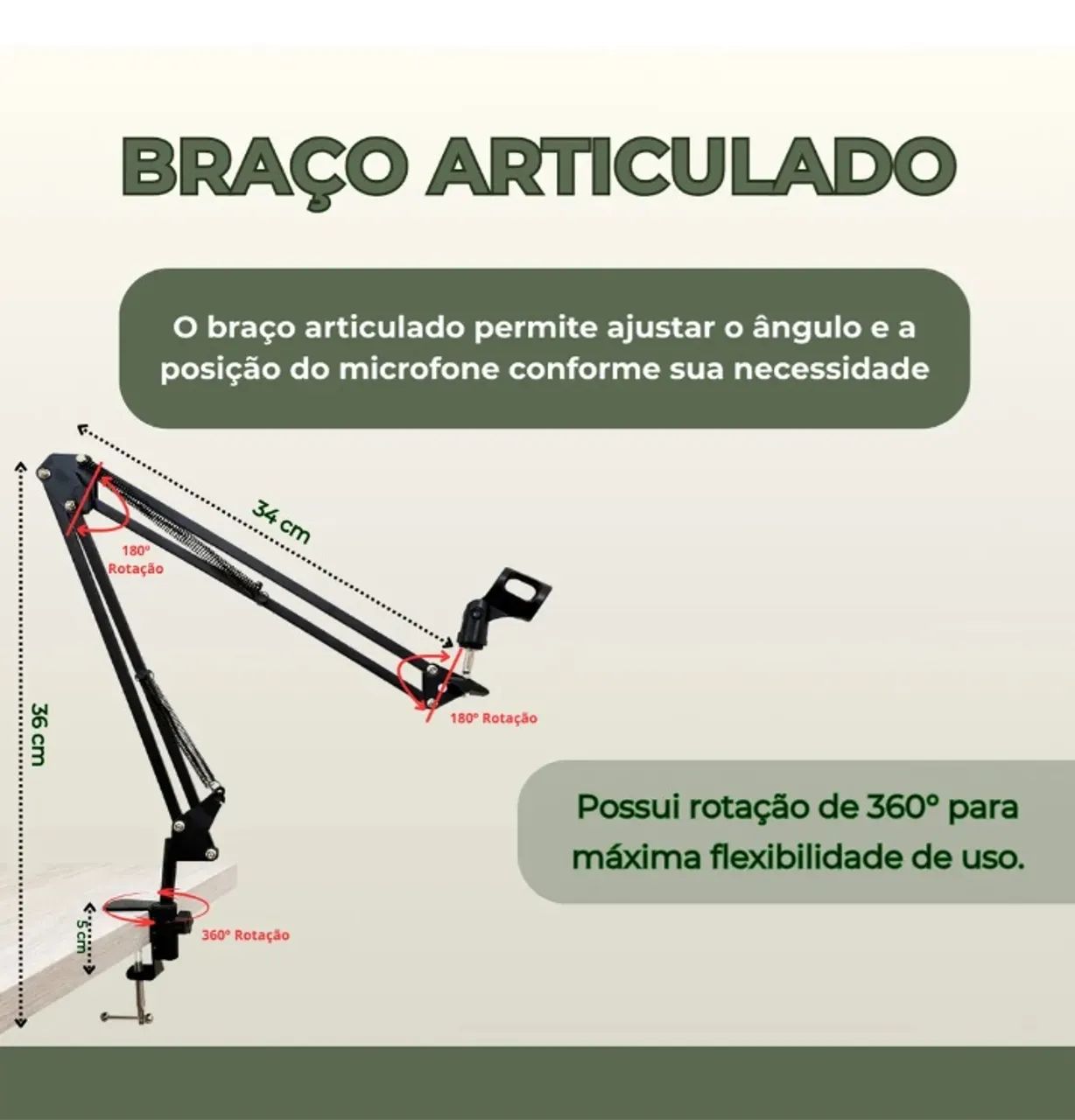 Braço/Suporte articulado Microfone 