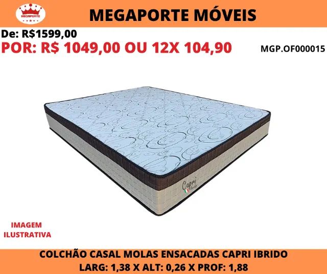 Colchão Casal Molas Ensacadas+EPS Capri Ibrido