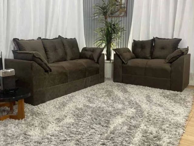 Sofás 2 e 3 Lugares de Fábrica Cinza Marrom Paris - Foto 5