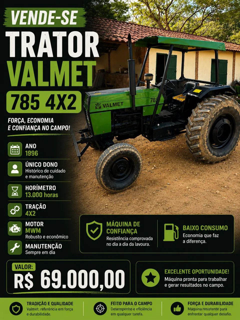 Trator Valmet 785 4x2