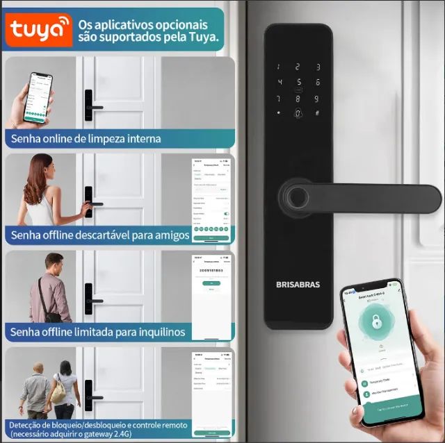 Fechadura Digital Biométrica Bluetooth Tuya Smart Vida - Foto 3